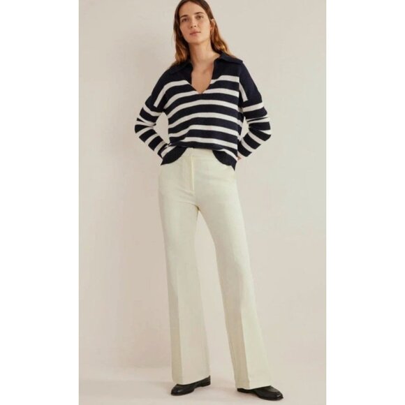 Boden Womens Bi-stretch Flared Pants trousers UK 12L US 8L Ivory R0250 NWT - Picture 1 of 10